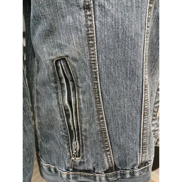 FC French Cuff Denim Jean Jacket w/ Pockets Buttoned Down M - Picture 3 of 9